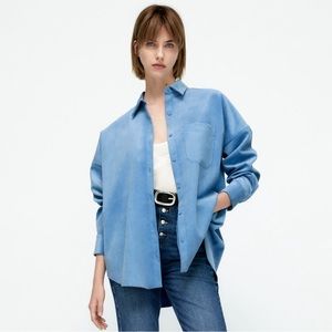 Zara Fine-Waled Blue Corduroy Shirt size XS Never Worn with Tags